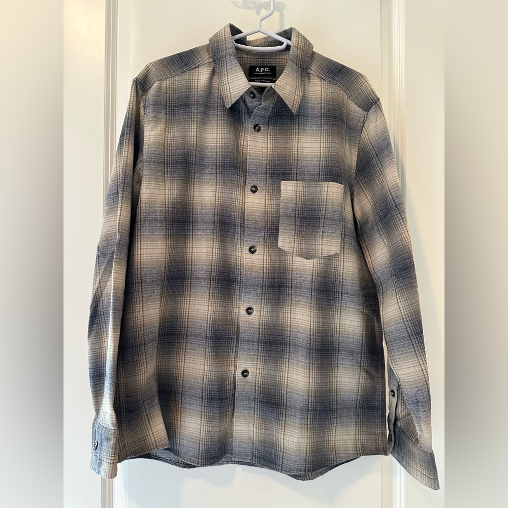 A.P.C. Flannel Shirt Beige Size Small